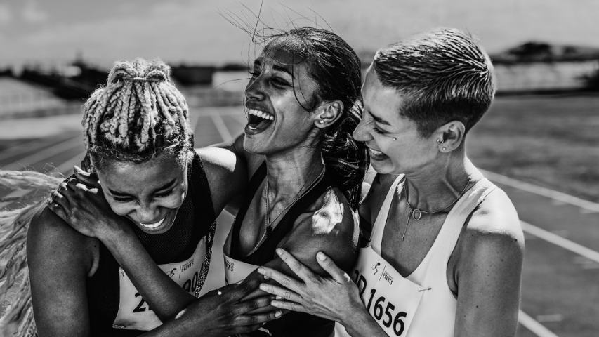 black and white female runners