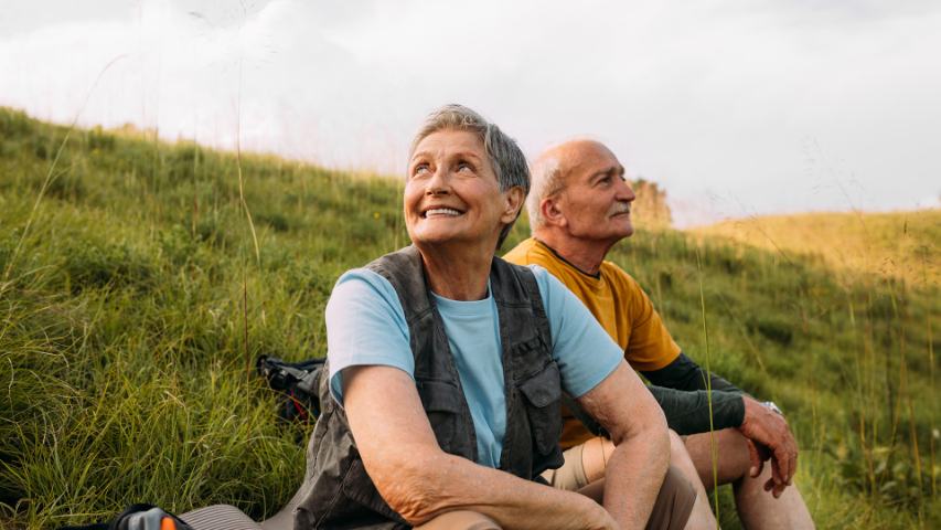 older couple on hill top